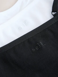 Noir/Blanc - Lot de 2 brassières longues côtelées sans coutures