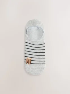 Noir/Blanc - Lot de 4 chaussettes de sport invisibles à rayures Hamish The Highland Cow