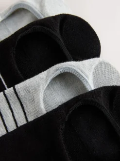 Noir/Blanc - Lot de 4 chaussettes de sport invisibles à rayures Hamish The Highland Cow