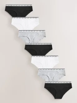 Noir/Blanc - Lot de 7 culottes à logo en coton