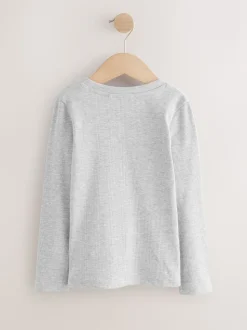 Noir/Blanc - Lot de 3 Hauts à manches longues côtelés (3-16ans)