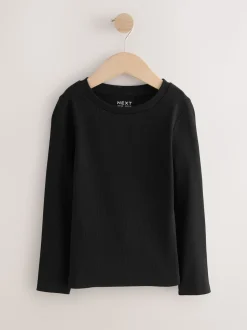 Noir/Blanc - Lot de 3 Hauts à manches longues côtelés (3-16ans)