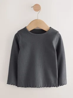 Noir/Blanc - Lot de 5 hauts à manches longues en côte (3mois -7ans)