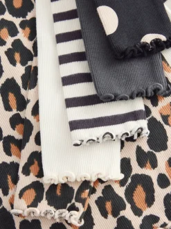 Noir/Blanc - Lot de 5 hauts à manches longues en côte (3mois -7ans)