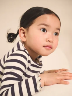 Noir/Blanc - Lot de 5 hauts à manches longues en côte (3mois -7ans)