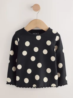 Noir/Blanc - Lot de 5 hauts à manches longues en côte (3mois -7ans)