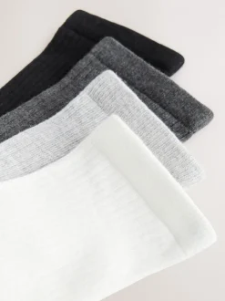 Noir/Blanc - Lot de 4 paires de socquettes en maille côtelée
