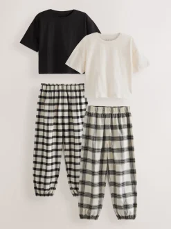 Noir/Blanc - Lot de 2 pyjamas tissés à carreaux (3-16ans)