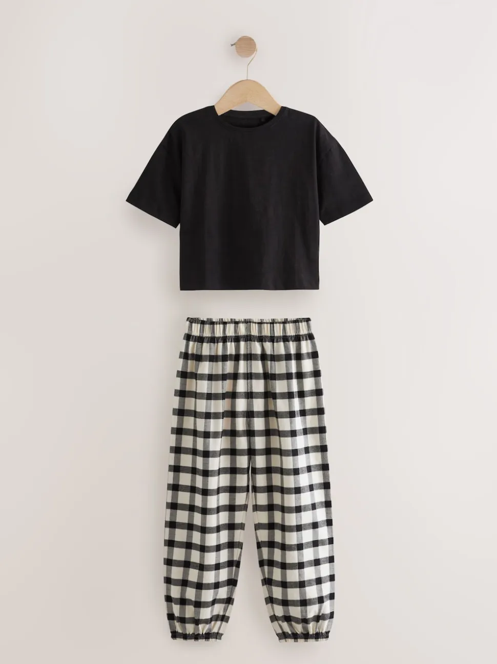 Noir/Blanc - Lot de 2 pyjamas tissés à carreaux (3-16ans)