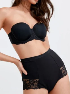 Noir/Blanc - Lot de 2 slips gainants en coton avec dentelle dans le dos