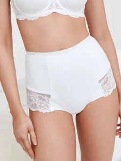 Noir/Blanc - Lot de 2 slips gainants en coton avec dentelle dans le dos