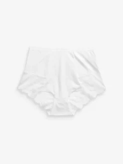 Noir/Blanc - Lot de 2 slips gainants en coton avec dentelle dans le dos