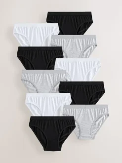 Noir/Blanc - Lot de 10 slips de bikini (5-16 ans)