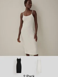 Noir/Blanc - Lot de 2 nuisettes en coton naturellement rafraîchissant