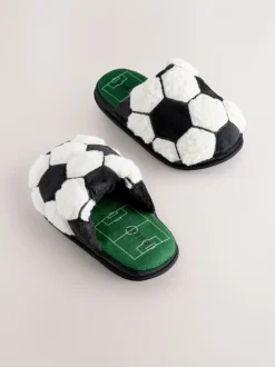 Noir/Blanc - Mules chaussons Football