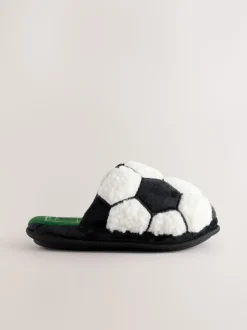 Noir/Blanc - Mules chaussons Football
