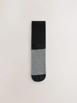 Noir/blanc à pois/rayures - Semelle intérieure Ankle Socks 4 Pack