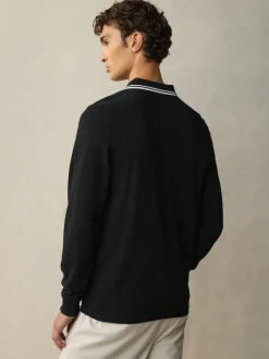 Noir/Blanc - Polo Fred Perry à manches doubles