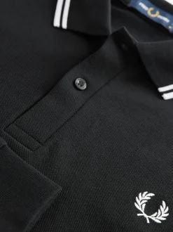 Noir/Blanc - Polo Fred Perry à manches doubles