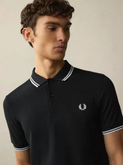 Noir/Blanc - Polo Fred Perry à liserés