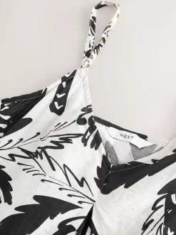 Noir/Blanc - Robe longue Imprimé fruits volume