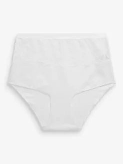 Noir/Blanc - Slip taille haute galbant en coton 2 Lot