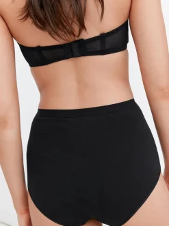 Noir/Blanc - Slip taille haute galbant en coton 2 Lot