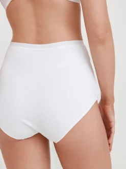 Noir/Blanc - Slip taille haute galbant en coton 2 Lot