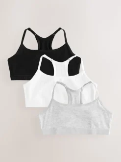 Noir/Blanc - Strappy Racer Back Crop Tops Pack de 3 (5-16ans)