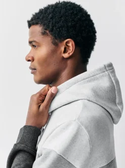 Noir/Blanc - Sweat à capuche à enfiler - Sweat-shirt color block