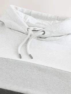 Noir/Blanc - Sweat à capuche à enfiler - Sweat-shirt color block