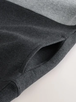 Noir/Blanc - Sweat à capuche à enfiler - Sweat-shirt color block