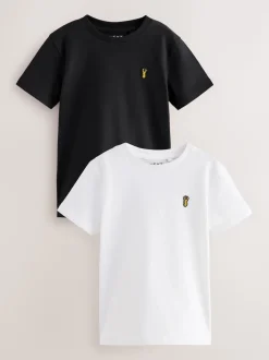 Noir/Blanc - T-shirt brodé Manches courtes Stag 2 Pack (3-16ans)