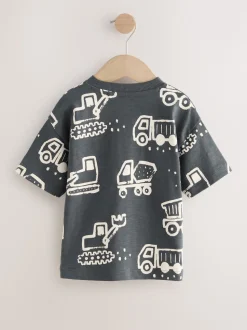 Noir/blanc Digger - T-shirt imprimé sur l’ensemble à manches courtes (3 mois7 ans) (3mois7ans)
