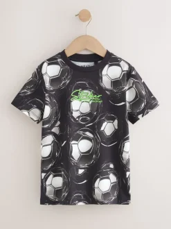 Noir/blanc football - T-shirt imprimé régulier à manches courtes (3-16ans)