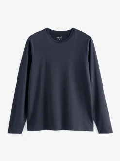 Noir/Blanc/Bleu marine/Vert/Rouge bordeaux - Ajustement régulier - T-shirt à coupe classique à manches longues en coton 100 %, lot de 5