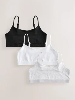 Noir/Blanc/Gris - Strappy Raccourci Hauts 3 Lot (5-16ans)
