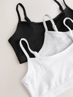 Noir/Blanc/Gris - Strappy Raccourci Hauts 3 Lot (5-16ans)