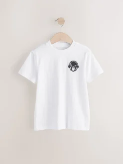 Noir/Blanc/Gris Marl/Kaki - Lot de 4 petits t-shirts graphiques à manches courtes (3-16ans)