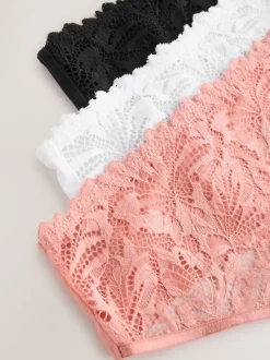 Noir/Blanc/Nu - Lot de 3 culottes NVPL en dentelle sur le devant