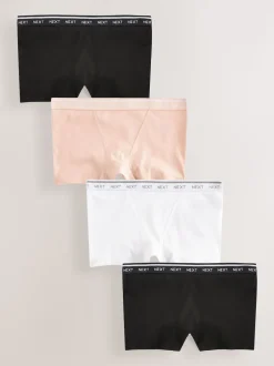 Noir/Blanc/Nu - Lot de 4 culottes à logo en coton