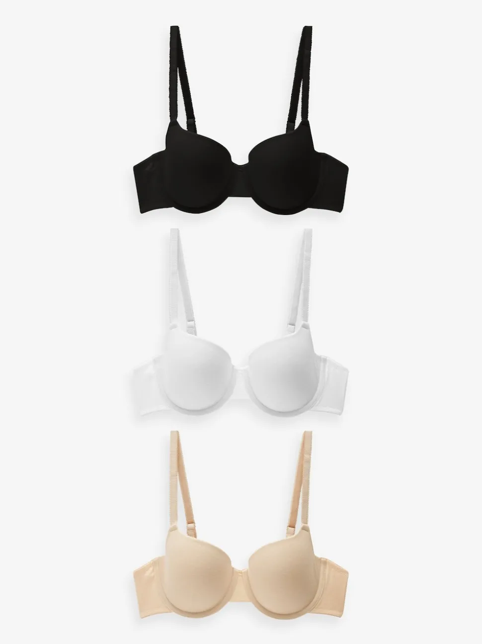Noir/Blanc/Pastel Rose Nude - Lot de 3 soutiens-gorge en mélange de coton Ultimate Comfort