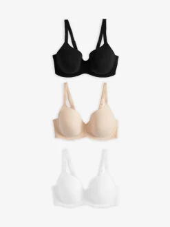 Noir/Blanc/Pastel Rose Nude - Lot de soutiens-gorge DD en coton Blend Ultimate Comfort 3