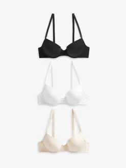 Noir/Blanc/Pastel Rose Nude - Lot de 3 soutiens-gorge en mélange de coton Ultimate Comfort