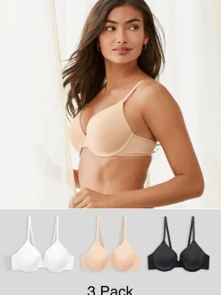 Noir/Blanc/Pastel Rose Nude - Lot de 3 soutiens-gorge en mélange de coton Ultimate Comfort