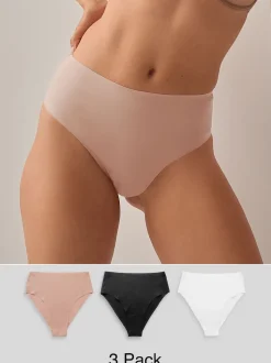 Noir/Blanc/Ppraline Nude - Lot 3 culottes invisibles et confortables