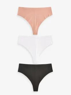 Noir/Blanc/Ppraline Nude - Lot 3 culottes invisibles et confortables