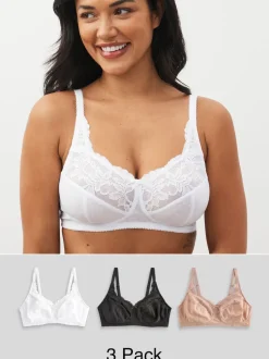 Noir/Blanc/Ppraline Nude - Lot de soutiens-gorge Total Support Full Cup en 3 Ultimate Comfort