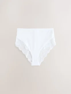 Noir/Blanc/Ppraline Nude - Lot de 3 culottes taille haute en microfibre et dentelle