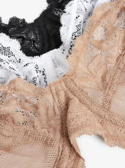 Noir/Blanc/Ppraline Nude - Soutien-gorge en dentelle DD+ 3 Pack